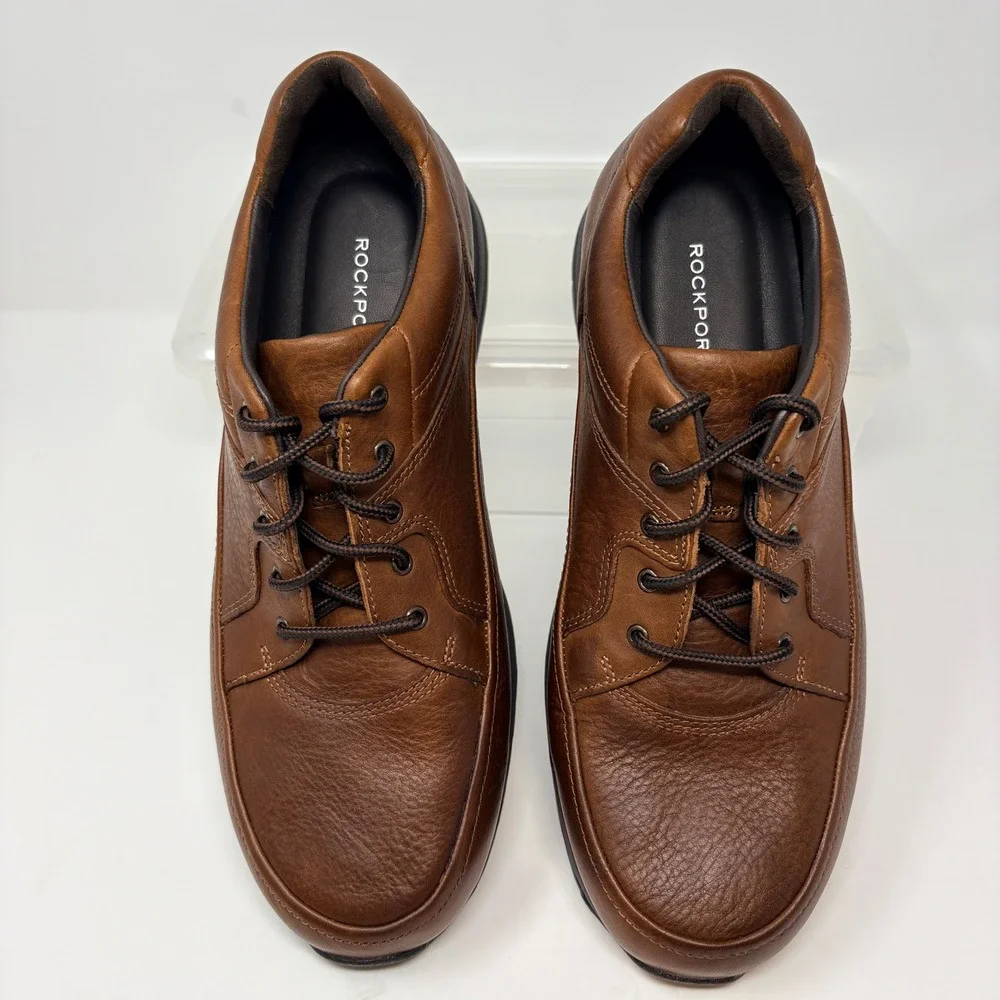 Rockport Mens 10.5 Wide Rockport Edge Hill II Shoes Brown Leather Lace Up